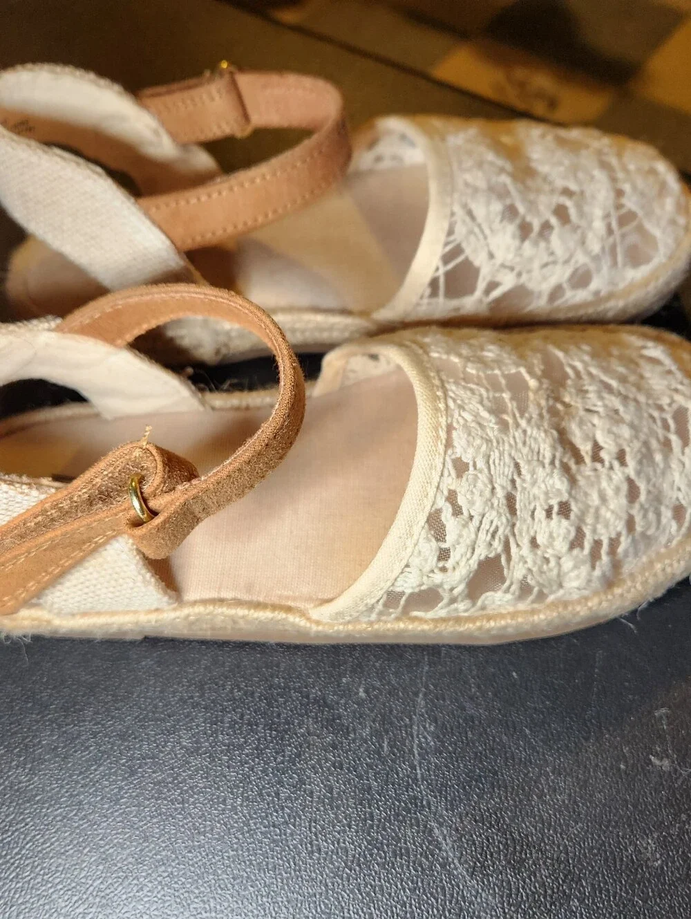 H&M Girls Cream Lace Espadrille Sandals